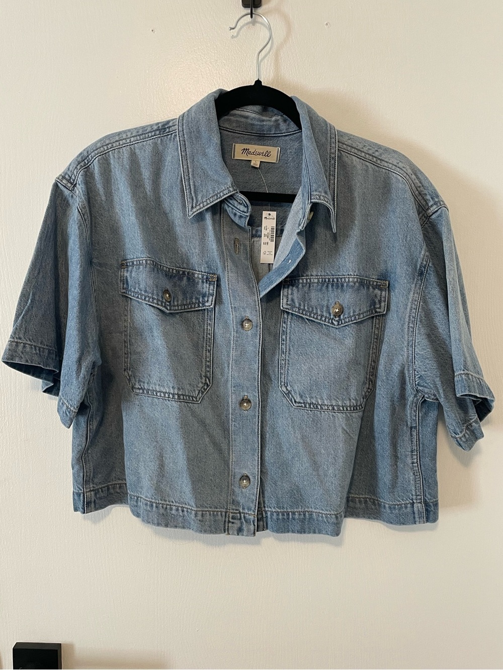 Madewell Boxy Crop Button-Up Shirt - L - NWT